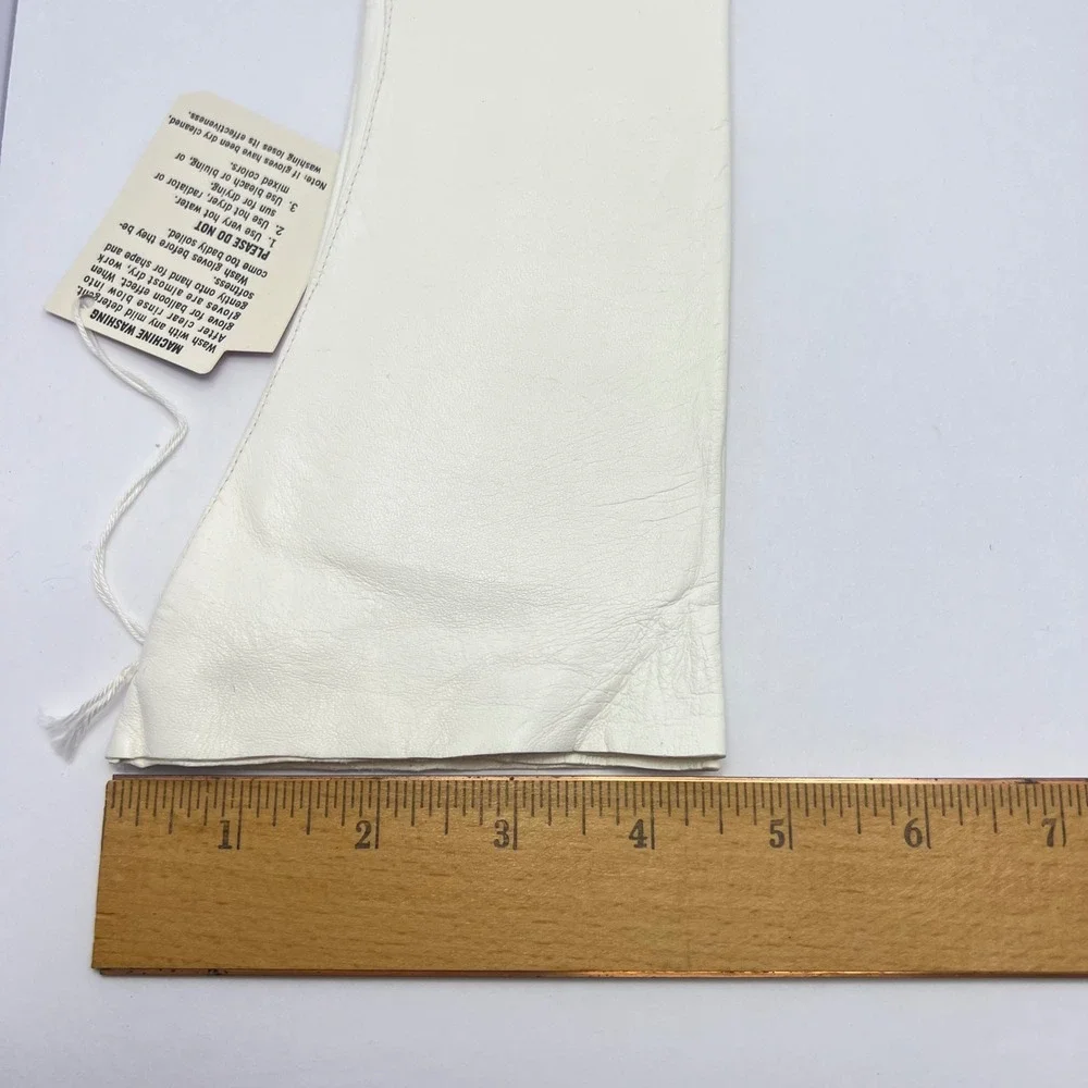 Fownes White Leather Gloves Womens 7.5 Opera Length NOS Vintage Washable Formal